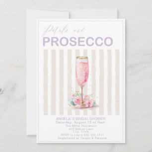 Elegant Watercolor Petals and Prosecco Bridal Sho Invitation