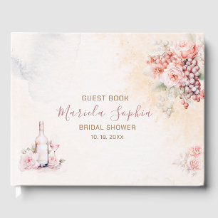 Elegant Watercolor Petals and Prosecco Guest Book