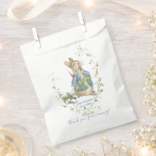 Elegant Watercolor Peter Rabbit wildflowers Baby s Favour Bags (Clipped)