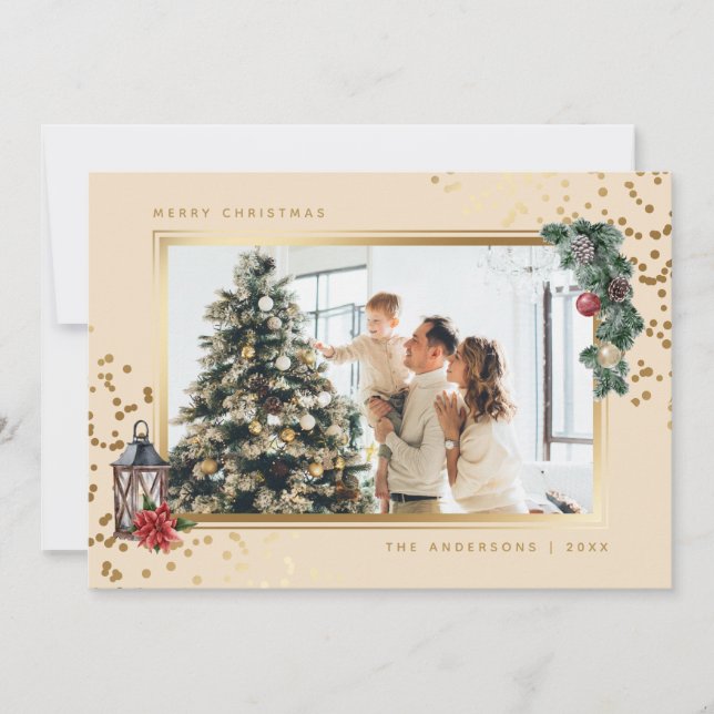 Elegant Watercolor Photo Christmas Cards (Front)