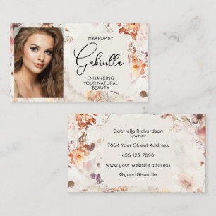 Elegant Watercolor Photo Makeup Business Card