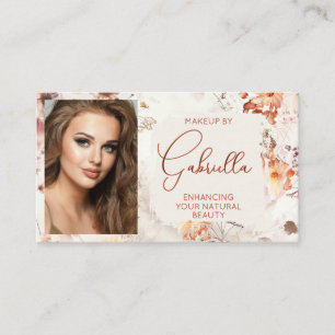 Elegant Watercolor Photo Makeup Business Card