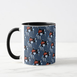 Elegant watercolor piano grey blue pattern mug
