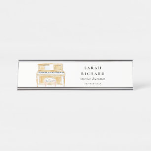 Elegant Watercolor Piano Musician Music Teacher Desk Name Plate