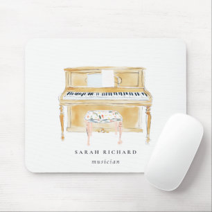 Elegant Watercolor Piano Musician Music Teacher Mouse Mat