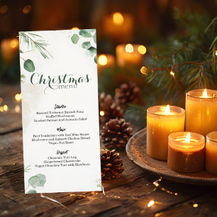 Elegant Watercolor Pine Christmas Menu