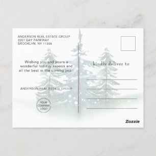 Elegant Watercolor Pine Tree Christmas Company  Postcard