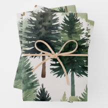 Elegant Watercolor Pine Tree Christmas