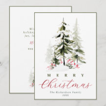 Elegant Watercolor Pine Trees Christmas