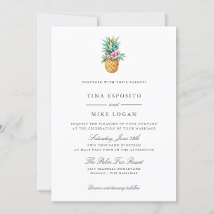 Elegant Watercolor PINEAPPLE Tropic Fruit Photo Invitation