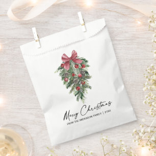 Elegant Watercolor Pines Calligraphy Ink Christmas Favour Bags