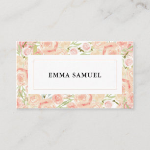 Elegant Watercolor Pink and Blush Floral  Business Card