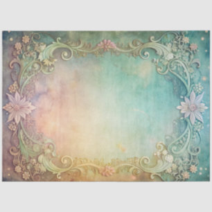 Elegant Watercolor Pink and Green Decoupage Tissue Paper