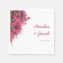 Elegant Watercolor Pink Bougainvillea Wedding