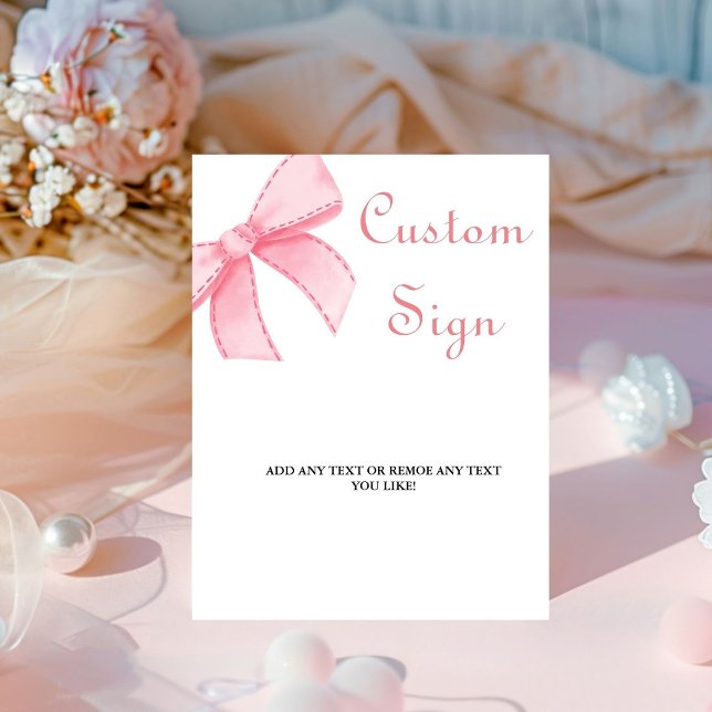 Elegant Watercolor Pink Bow bridal shower  Sign (Creator Uploaded)