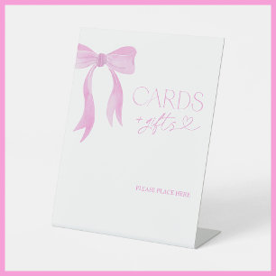Elegant Watercolor Pink Bow Cards and Gifts Pedestal Sign