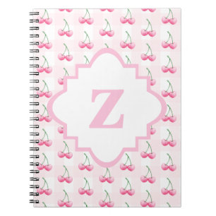 Elegant Watercolor Pink Cherry Monogram Notebook