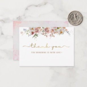 Elegant Watercolor Pink Floral  Baby shower thank  Card