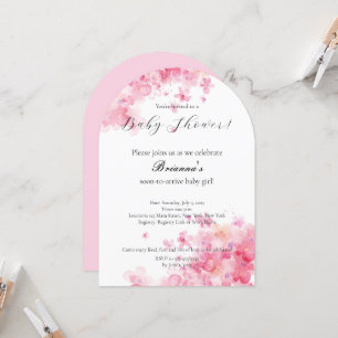 Elegant Watercolor Pink Floral Girl Baby Shower Invitation