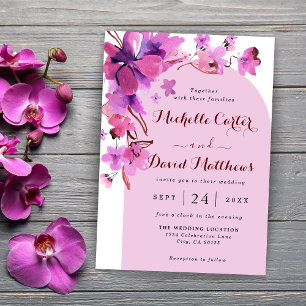 Elegant Watercolor Pink Florals Wedding Invitation