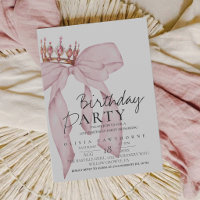 Elegant Watercolor Pink Gold Bow Birthday Party
