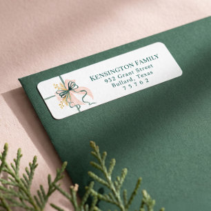 Elegant Watercolor Pink & Green Festive Bow Ribbon