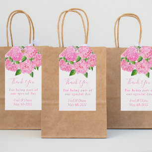 Elegant Watercolor Pink Hydrangea Floral Wedding  Gift Tags