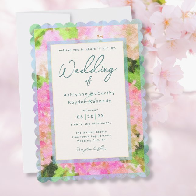 Elegant Watercolor Pink Hydrangea Garden Wedding  Invitation (Creator Uploaded)