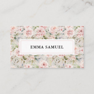 Elegant Watercolor Pink Peonies Floral  Business Card