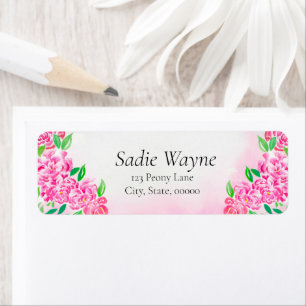 Elegant Watercolor Pink Peony Return Address