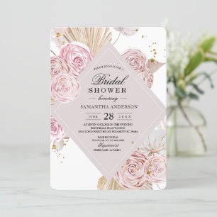 Elegant Watercolor Pink & Purple Floral Frame  Invitation