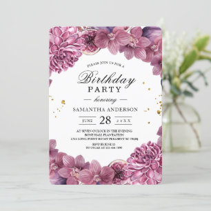 Elegant Watercolor Pink & Purple Orchids & Figs Invitation
