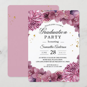 Elegant Watercolor Pink & Purple Orchids & Figs Invitation
