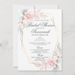 Elegant Watercolor Pink Rose Bridal Shower Invitat Invitation
