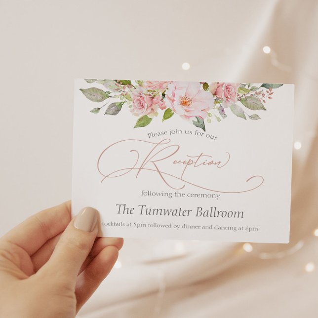 Elegant Watercolor Pink Rose Wedding Reception Invitation (Creator Uploaded)