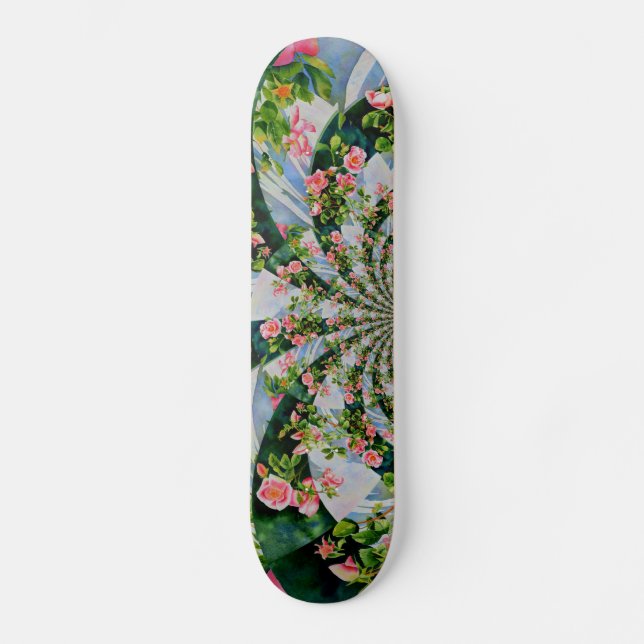 Elegant watercolor pink roses  skateboard (Front)