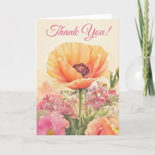 Elegant Watercolor poppies Thank You Card