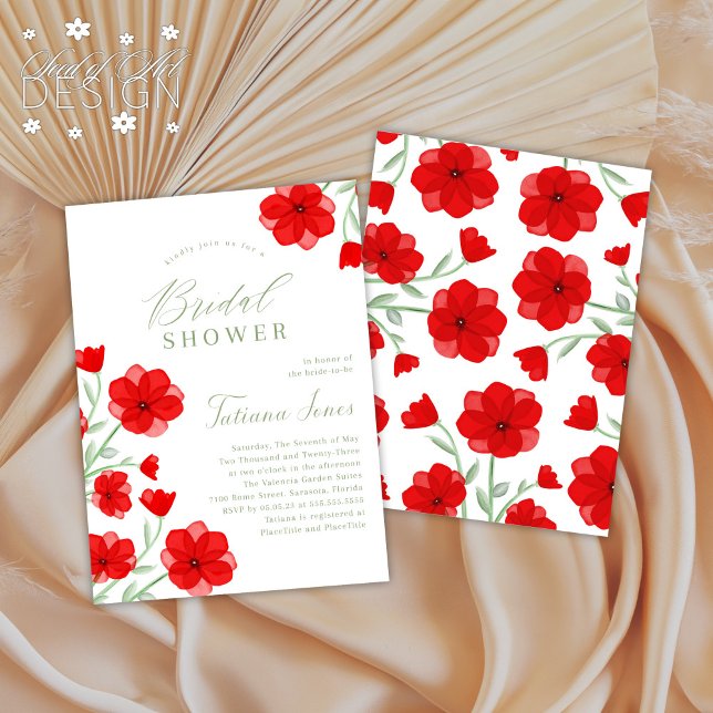 Elegant Watercolor Poppy Floral Bridal Shower Invitation (Creator Uploaded)