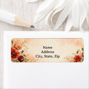 Elegant Watercolor Poppy Garden Address