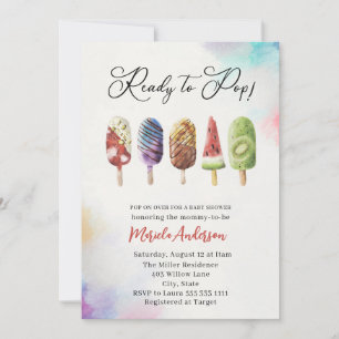 Elegant Watercolor Popsicle  Baby Shower Invitation