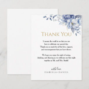 Elegant Watercolor Powder Blue Floral Wedding Thank You Card