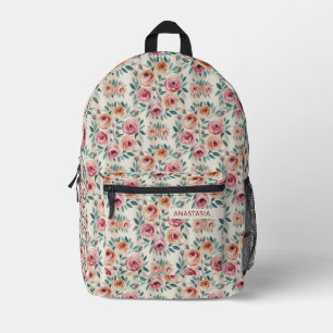 Elegant Watercolor Pretty Floral  Printed Backpack