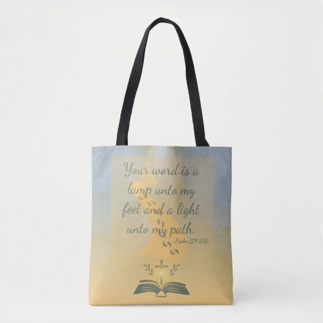Elegant Watercolor Psalm 119:105 Tote Bag (Front)