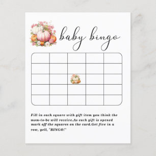 Elegant Watercolor Pumpkin baby shower bingo game