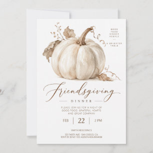 Elegant Watercolor Pumpkin Friendsgiving Dinner Invitation