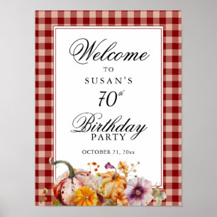Elegant Watercolor Pumpkins Birthday Welcome Sign