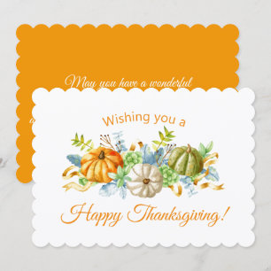 elegant watercolor pumpkins thanksgiving holiday card