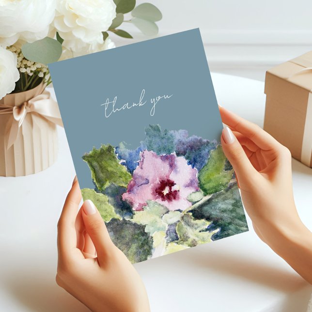 Elegant Watercolor Purple Blue Floral Thank You Card (Creator Uploaded)