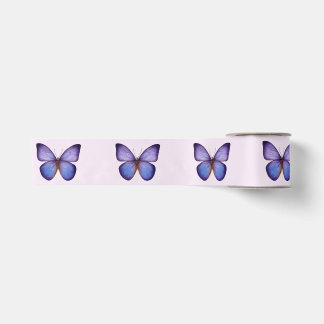 Elegant Watercolor Purple Butterfly Satin Ribbon