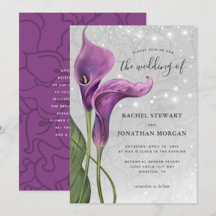 Elegant Watercolor Purple Calla Lily Wedding Invit Invitation